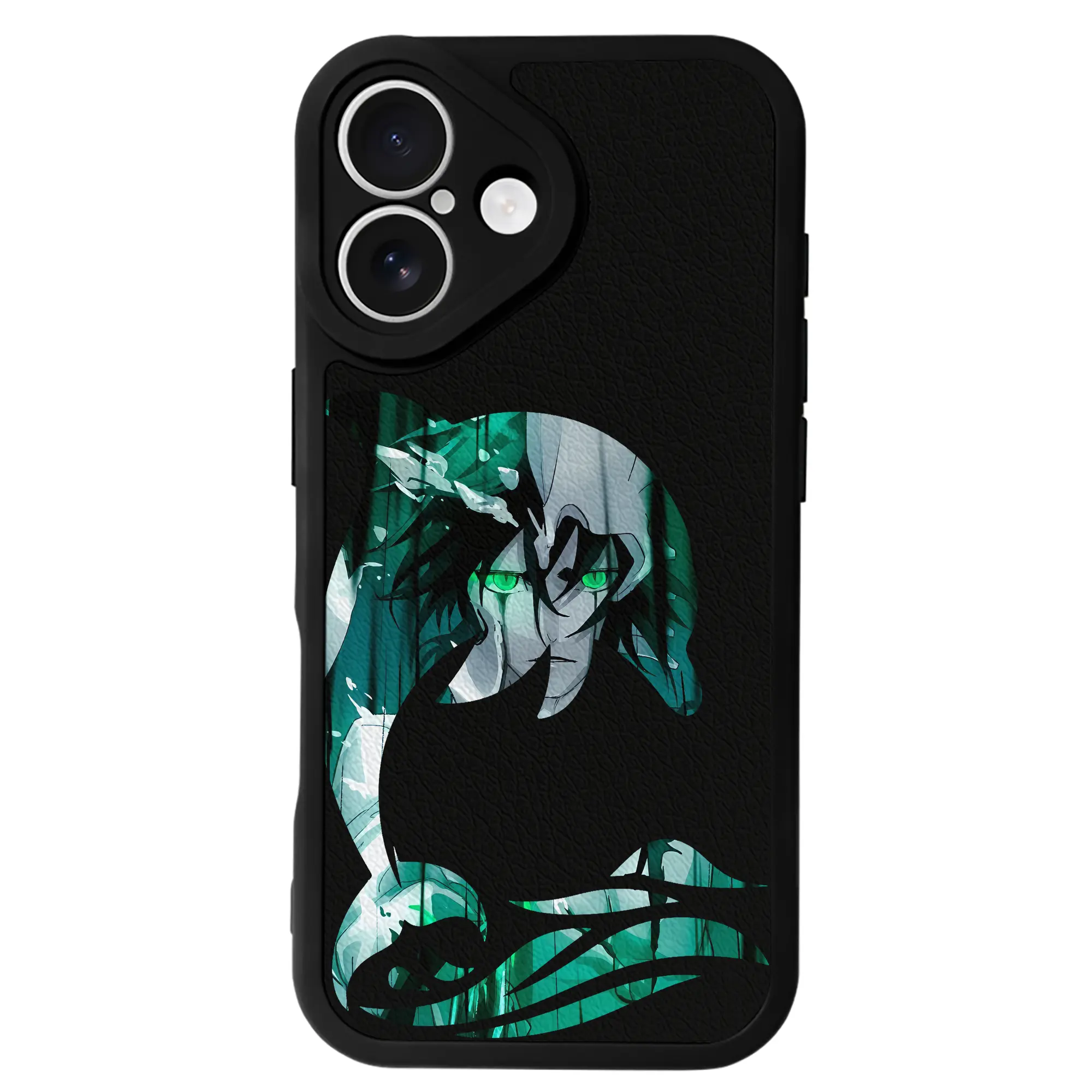 ブリーチ グッズ ウルキオラ・シファー - IPhone 16シリーズ対応 ・ シリコンスマホケース ・ レザー調 ・ 高精度フィット ・ 耐衝撃 ・ ワイヤレス充電対応 ・ 精密カット